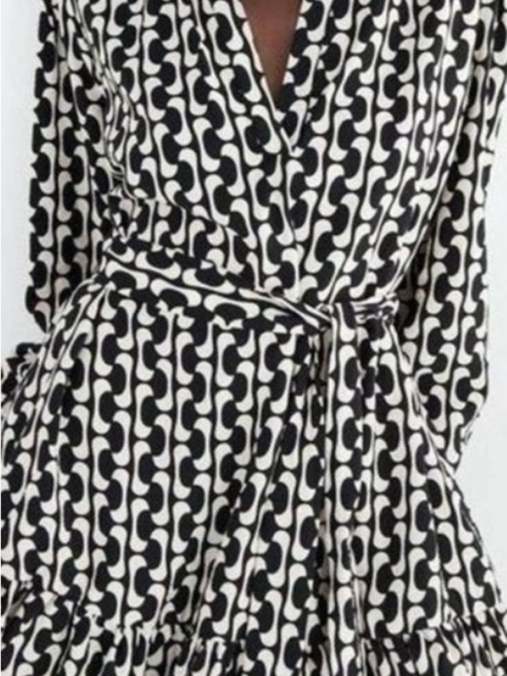 Zara Black and White Printed Mini Dress
